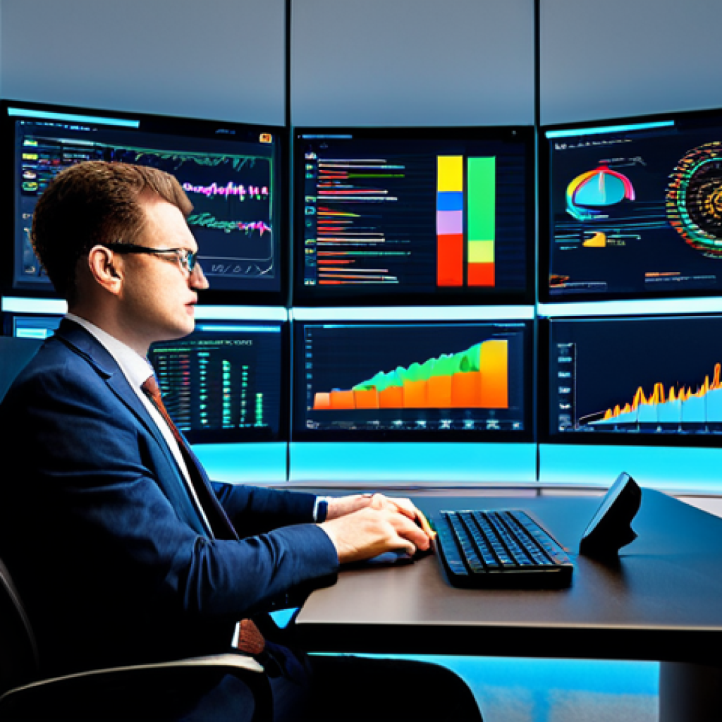 A professional data analyst, fully clothed in a modest business suit, sitting at a sleek, ergonomic desk. Multiple high-resolution screens in front of them display complex, colorful data visualizations featuring abstract multilingual text, representing diverse linguistic and cultural information streams. The background is a modern, softly lit data analysis center, emphasizing depth and precision. Perfect anatomy, correct proportions, natural pose, well-formed hands, proper finger count. Professional studio photography, high quality, safe for work, appropriate content, family-friendly.