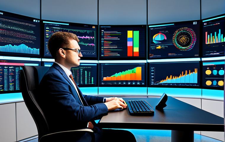A professional data analyst, fully clothed in a modest business suit, sitting at a sleek, ergonomic desk. Multiple high-resolution screens in front of them display complex, colorful data visualizations featuring abstract multilingual text, representing diverse linguistic and cultural information streams. The background is a modern, softly lit data analysis center, emphasizing depth and precision. Perfect anatomy, correct proportions, natural pose, well-formed hands, proper finger count. Professional studio photography, high quality, safe for work, appropriate content, family-friendly.