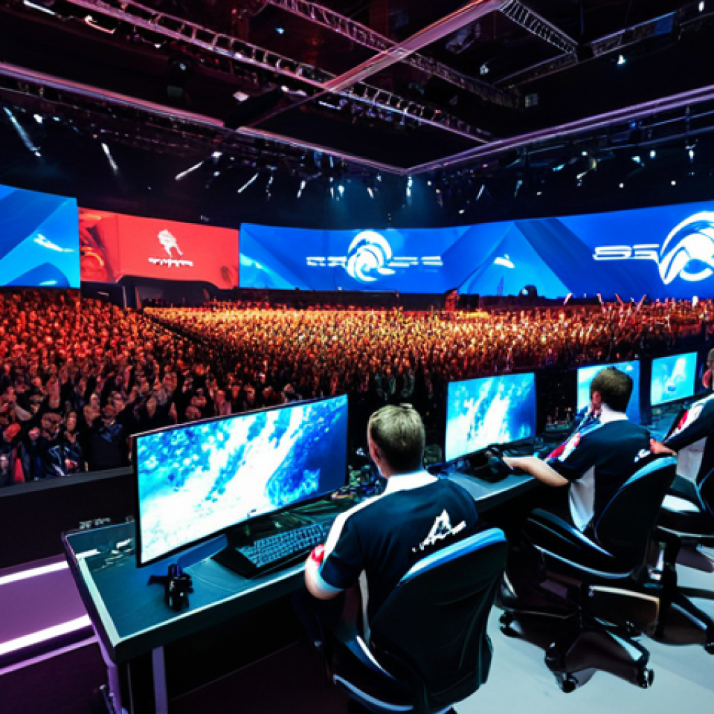 러시아어와 러시아 e스포츠 - Counter-Strike Tournament in Moscow**

"A large, cheering crowd watches a Counter-Strike tournament ...