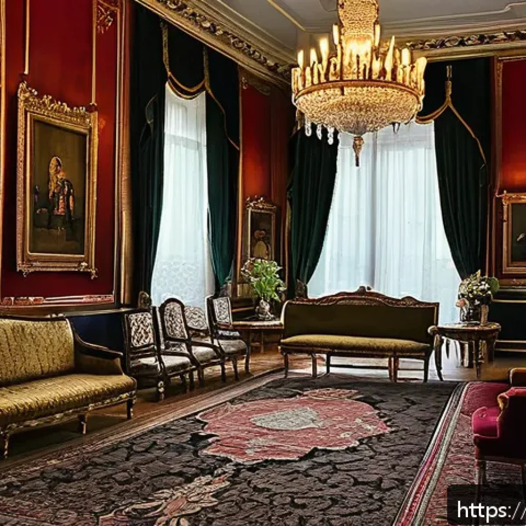 러시아어 고전 문학 - A detailed, atmospheric scene of a 19th-century Russian noble family’s grand drawing room, richly de...